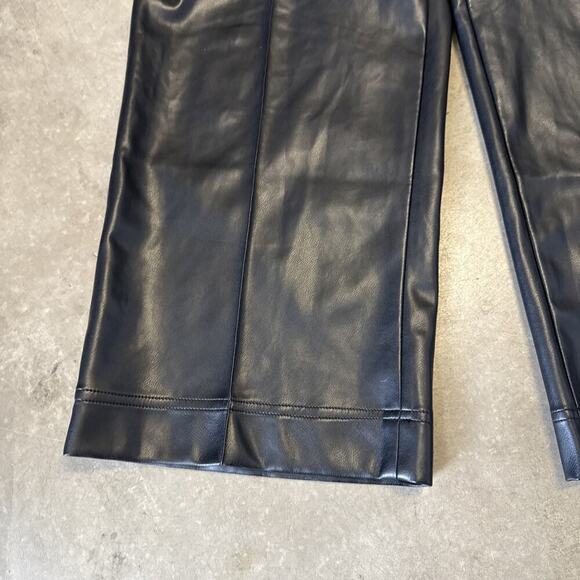 Soft Surroundings Rivka Faux Leather Pants Black Pull On 1X Wide‎ Leg Stretch - Picture 3 of 13